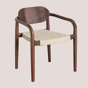 Cadeira De Jantar Com Braços Em Madeira Naele Vintage Madeira Escura - Beige Creme - Sklum