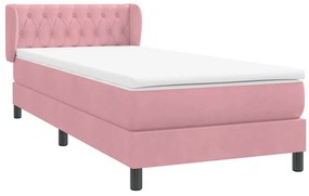 Cama com molas/colchão 100x220 cm veludo Rosa