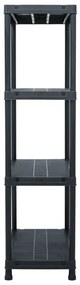 Estante de arrumação 100 kg 60x30x138 cm plástico preto