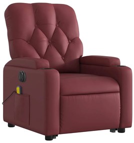 Poltrona reclin. elevatória elétrica couro artif vermelho-tinto
