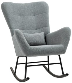 HOMCOM Cadeira de Balanço Tecido Pelúcia Almofada Lombar Antiderrapante Até 120 Kg Cinza | Aosom Portugal