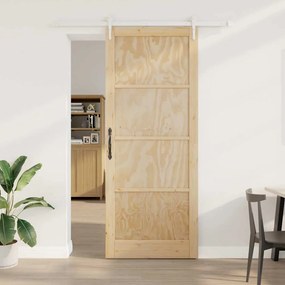 vidaXL Porta Deslizante Manual Natural e branco 93 x 232 cm