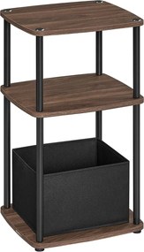 Mesa de cabeceira com 3 prateleiras e cesto têxtil | SONGMICS HOME | 34 x 30 x 58 cm | Ebony Walnut | LET286K01.