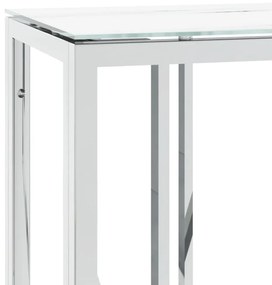 Mesa consola 110x30x70 cm aço inoxidável e vidro prateado