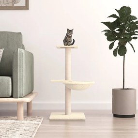 Árvore para gatos c/ postes arranhadores sisal 72 cm cor creme