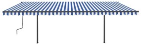 Toldo retrátil manual com LED 6x3 m azul e branco