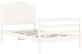 Estrutura de cama com cabeceira 100x200cm madeira maciça branco