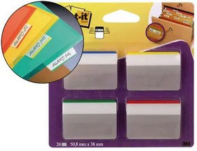 Bandas Separadoras Post-it Index 4 Cores Azul Amarelo, Verde e Vermelho