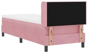 Cama Box Spring com Colchão Rosa 80x200 cm Veludo