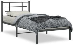vidaXL Estrutura de cama com cabeceira 90x190 cm metal preto