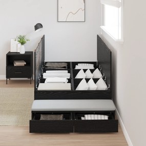 Estrutura de Cama Storage Madeira Negra 90x200 cm