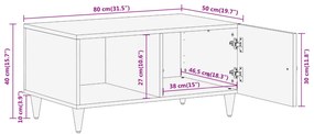 Mesa de centro 80x50x40 cm madeira de mangueira maciça