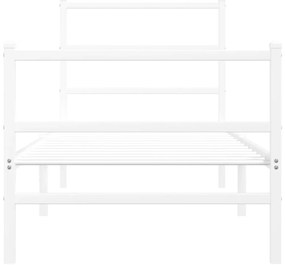 Estrutura de cama com cabeceira e pés 75x190 cm metal branco