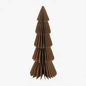 Pacote Com 3 Árvores De Natal De Papel Jesper ↑15 Cm & Castanho Caramelo Com Borda Dourada - Sklum