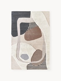 Tapete em lã artesanal com relevo Rosco