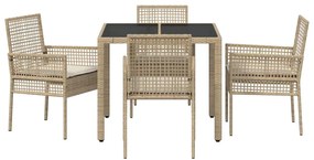 Conjunto de Jantar para Jardim 5 pcs Bege 90 x 90 x 75 cm