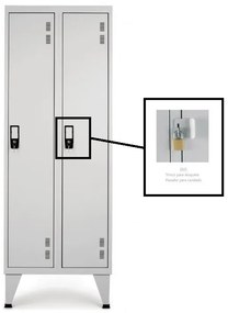 Cacifos Metálicos Duplo 2 portas - 1900x600x500 mm Cadeado Simples
