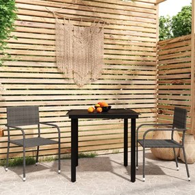 3 pcs conjunto de jantar para jardim cinzento