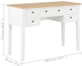 Secretária 109,5x45x77,5 cm madeira branco