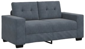 Conjunto de Sofá 3 Peças com Almofadas de Veludo Cinza Escuro
