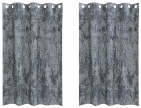 Cortinas de Veludo 2 Peças com Ilhós Cinza Prata 140x175 cm