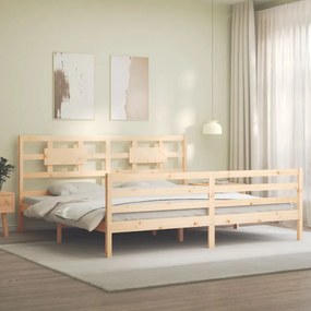 Estrutura de cama com cabeceira 200x200 cm madeira maciça