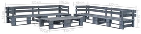 6 pcs conjunto lounge de jardim paletes madeira cinzento