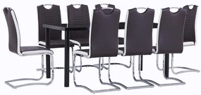 9 pcs conjunto de jantar couro artificial castanho