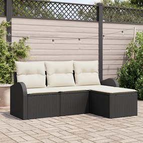 Conjunto de Sofá de Jardim vidaXL 4 Peças com Almofadas Rattan PE Pret