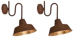 Conjunto de 2 Apliques de Parede Ferrugem com Interior Dourado - Factory Country / Rústico,Industrial