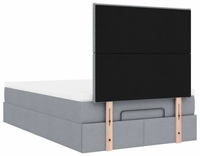 Estrutura cama otomana colchão 120x200 cm tecido cinzento claro