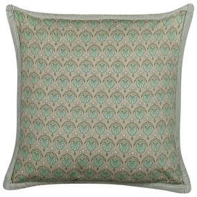 Almofada decorativa com padrão de folha em algodão verde 45 x 45 cm PICTUS Beliani