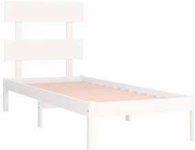 Estrutura de cama solteiro 90x190 cm madeira maciça branco