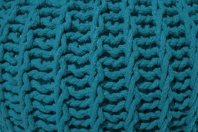 Pufe redondo em tricot azul esverdeado 50 x 35 cm CONRAD II Beliani