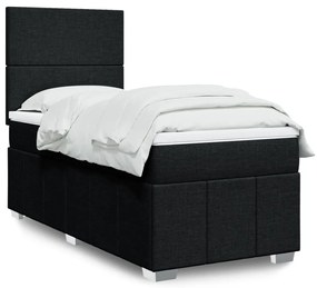 vidaXL Cama com molas/colchão 80x200 cm tecido preto