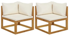 vidaXL Sofás de canto seccionais 2 pcs com almofadões branco nata