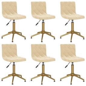 vidaXL Cadeiras de jantar giratórias 6 pcs veludo cor creme