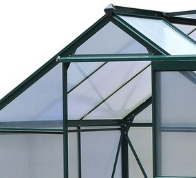 Estufa de Jardim 2x2,m de Policarbonato e Alumínio Estufa com Clarabóia Proteção UV 30 e Base 3,65 m² para Vasos Cultivos de Plantas e Flores Transpar