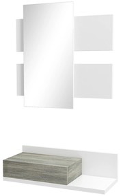HOMCOM Conjunto de Móveis de Entrada com Espelho e Gaveta Móvel de Entrada Suspenso Moderno 75x4x75 cm e 75x30x20 cm Branco e Cinza | Aosom Portugal