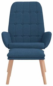 Cadeira de descanso com banco p/ pés tecido azul