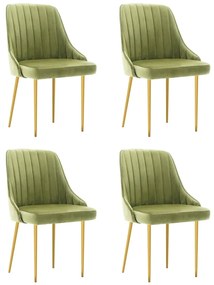 vidaXL Cadeiras de jantar 4 pcs veludo verde-claro