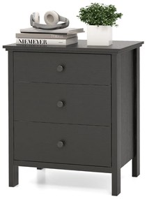 Mesinha de cabeceira com 3 gavetas, 56 x 45 x 66 cm preta