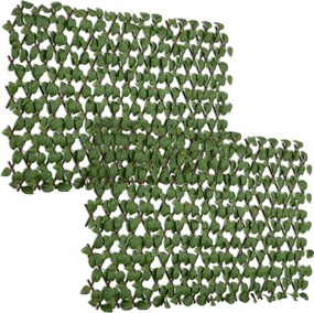 Outsunny Vedação Artificial Rolo 2x1 m 2 Peças Privacidade Jardim Extensível Proteção UV Resistente Verde | Aosom Portugal
