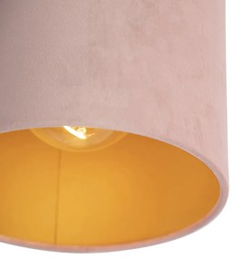 Luminária de teto com veludo rosa velho com ouro 20 cm - Combi preto Clássico / Antigo