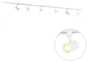 Sistema de iluminação de trilho moderno com 6 focos brancos monofásicos 200cm - Iconic Jeana