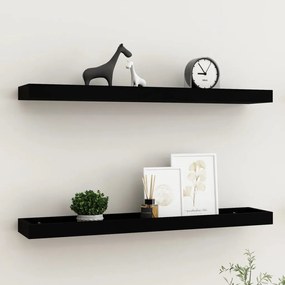 vidaXL Prateleiras de parede Loggia 2 pcs 80x15x4 cm MDF preto