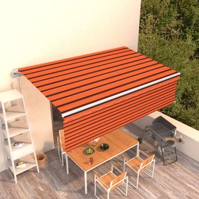 vidaXL Toldo retrátil automático com estore 5x3 m laranja e castanho
