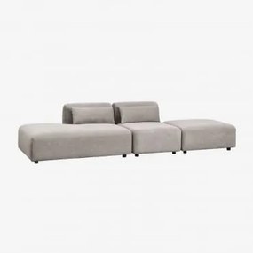 Sofá Modular De 2 Peças Com Chaise Longue À Esquerda E Puff Fogler Bombazina Cinzento Toupeira Claro - Sklum