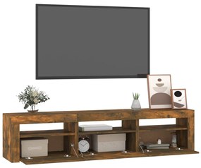 Móvel de TV com luzes LED 180x35x40 cm carvalho fumado
