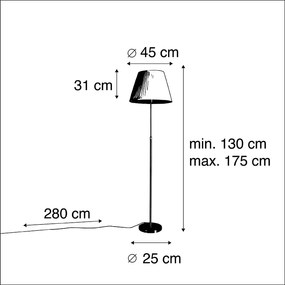 Candeeiro de pé ouro / latão com sombra plissada creme 45 cm - Parte Country / Rústico